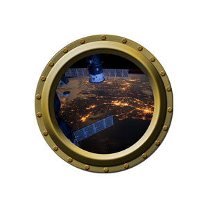Earth Cities at Night Porthole Wall Decal