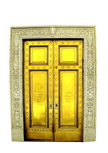 Bright Gold Fairy Door - Wall Decal - 7" wide x 9" tall