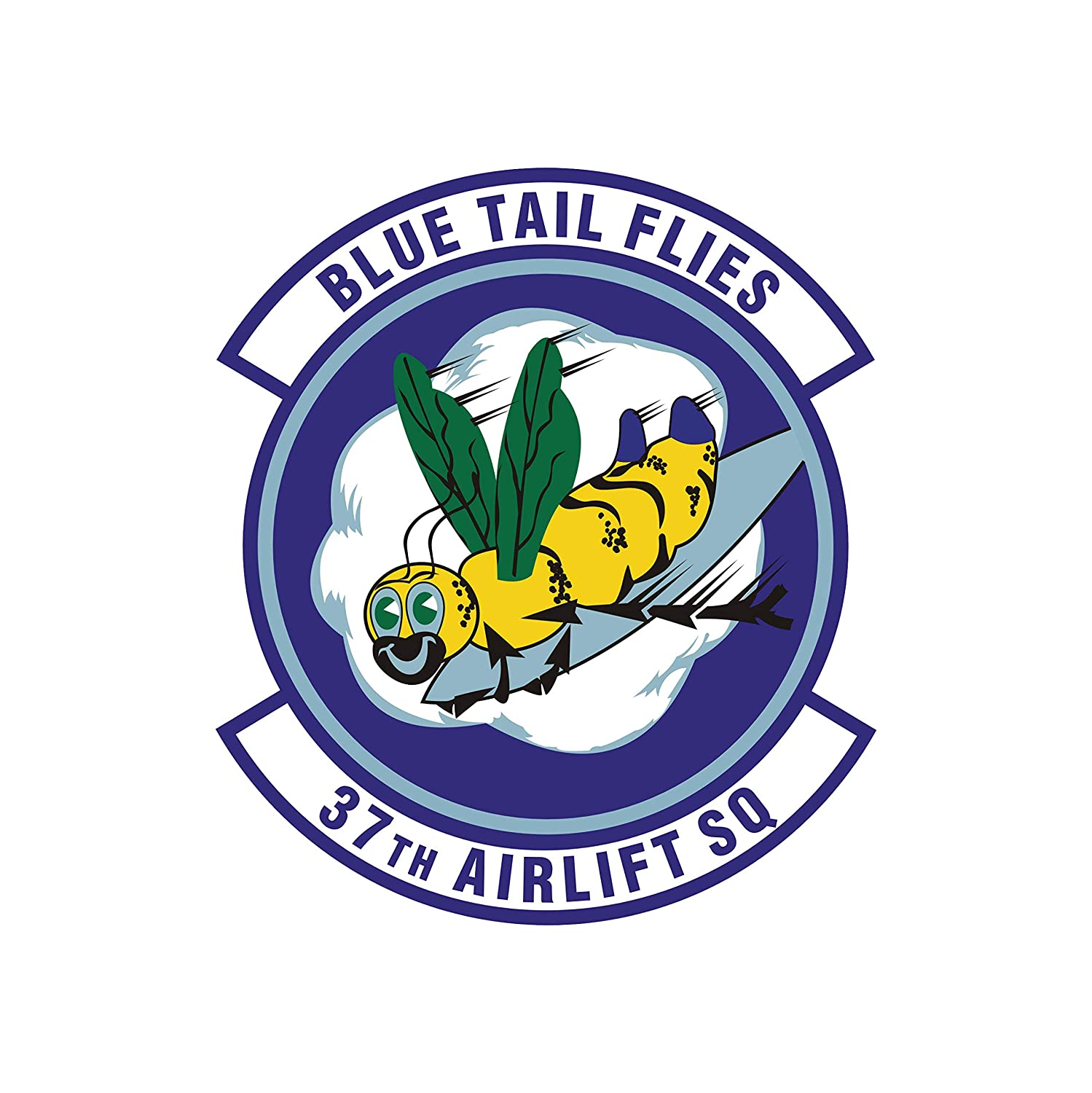 Blue Tail Flies 37th Airlift Squadron - Patch Vinyl Decal - Available in Multiple Sizes