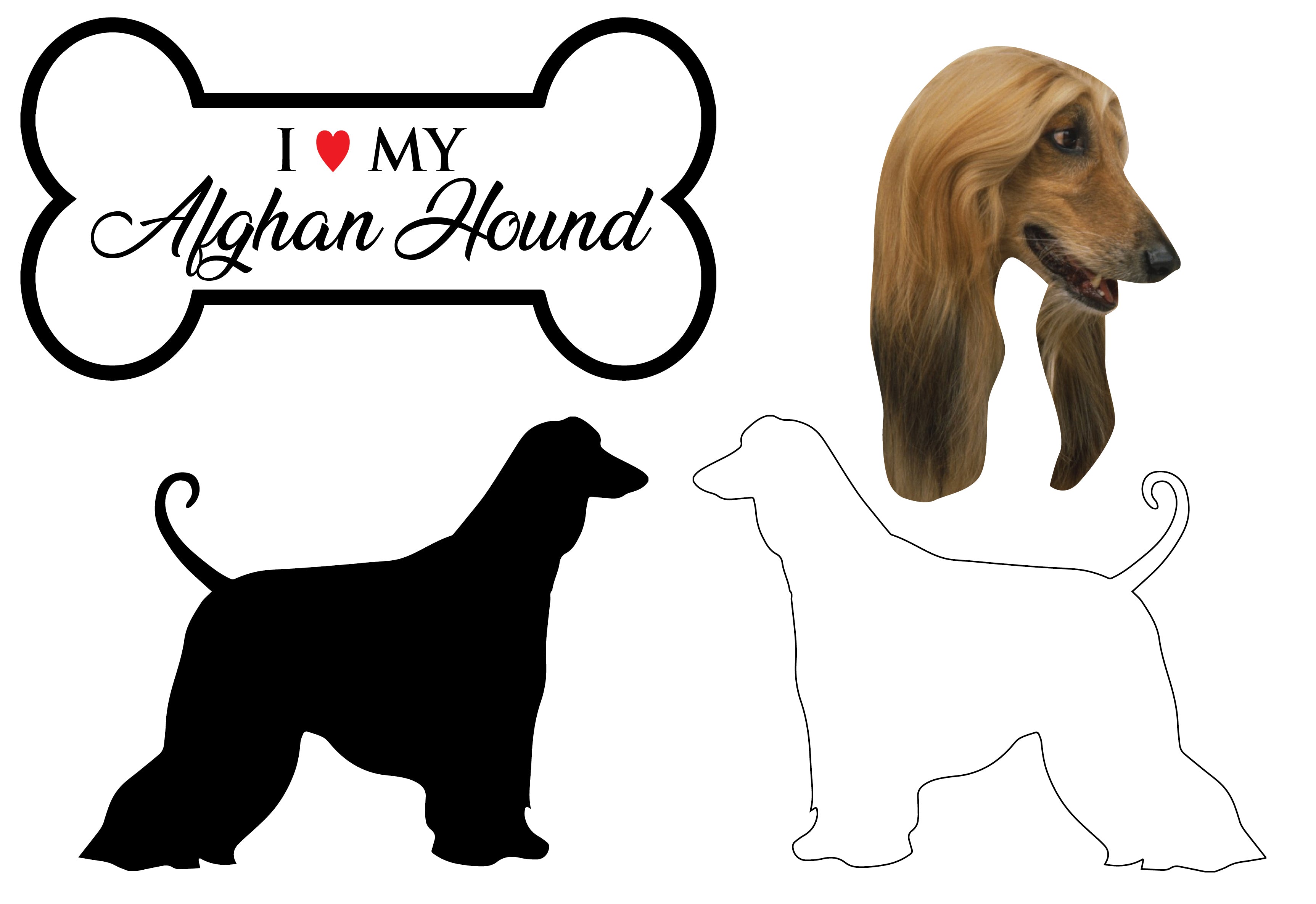 Afghan Hound - Dog Breed Decals (Set of 16) - Sizes in Description