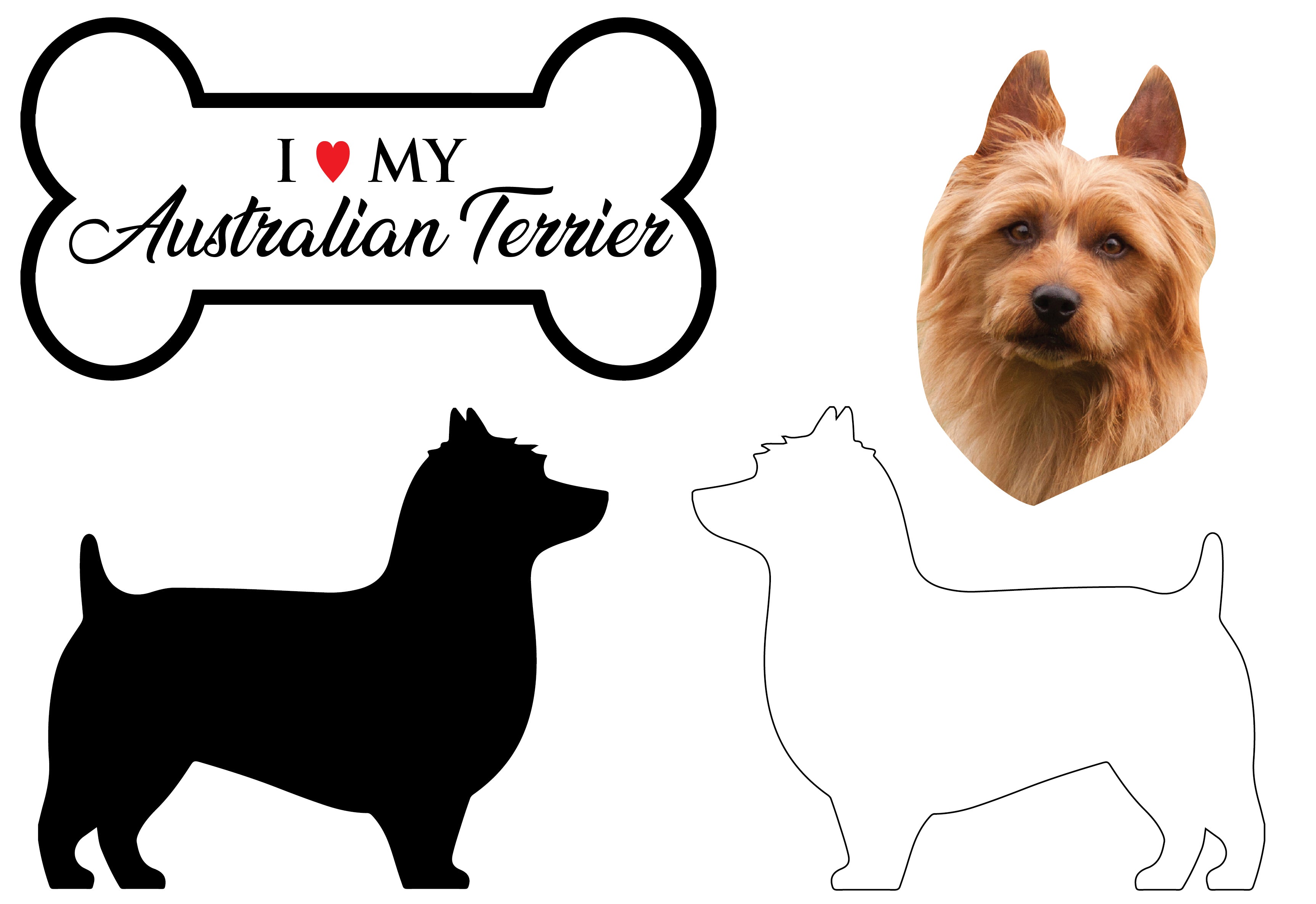 Australian Terrier - Dog Breed Decals (Set of 16) - Sizes in Description