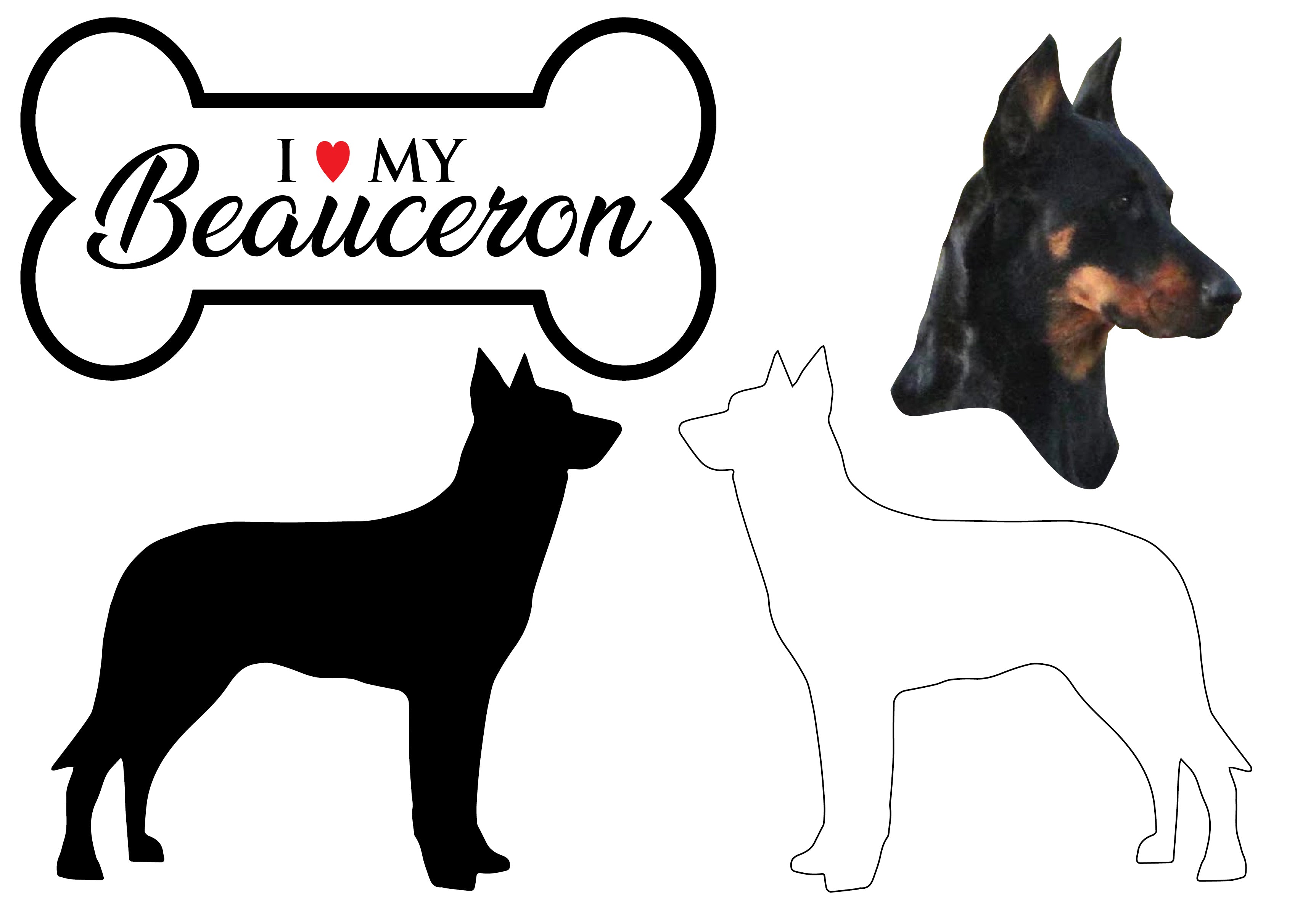 Beauceron - Dog Breed Decals (Set of 16) - Sizes in Description