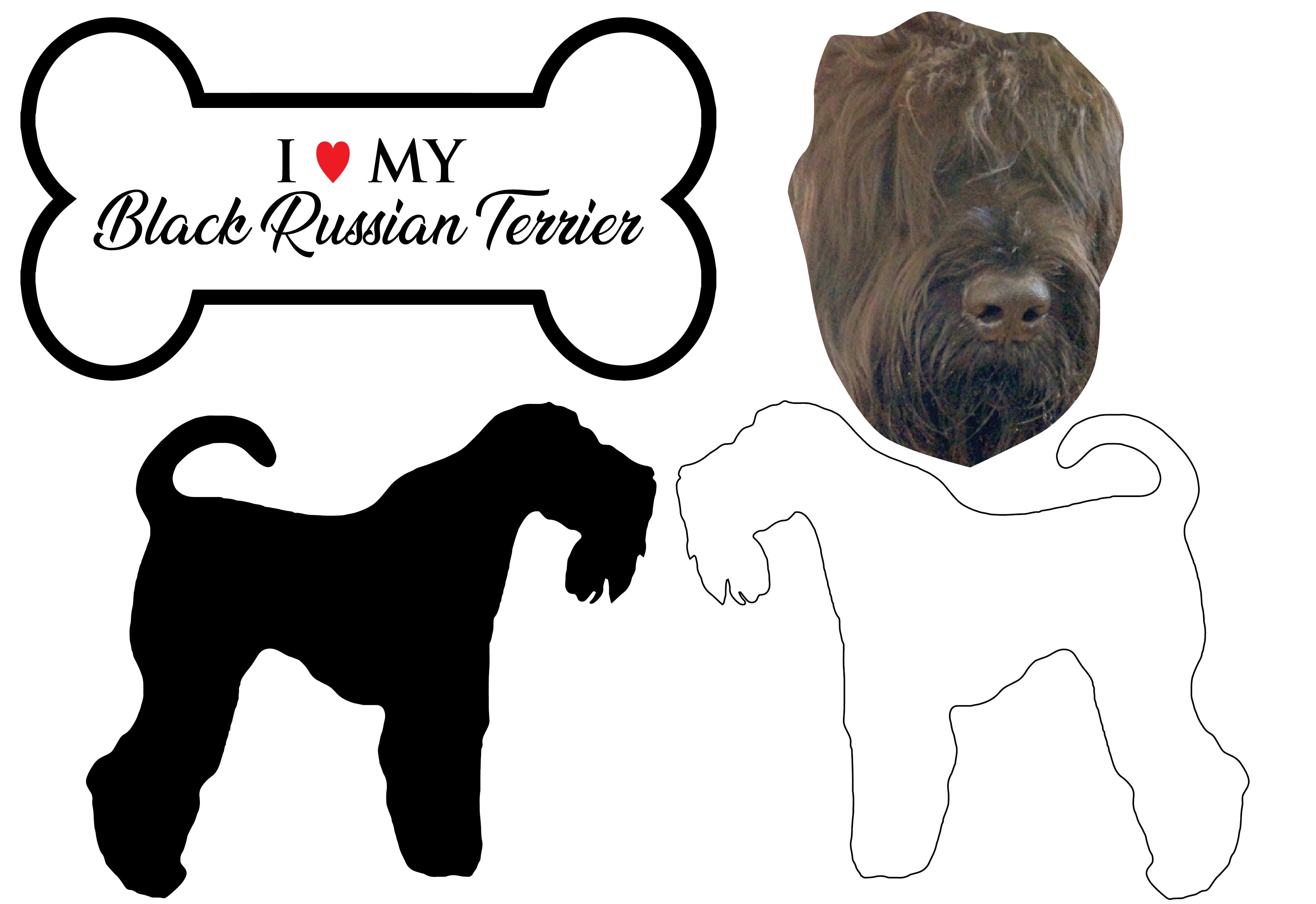 Black Russian Terrier - Dog Breed Decals (Set of 16) - Sizes in Description