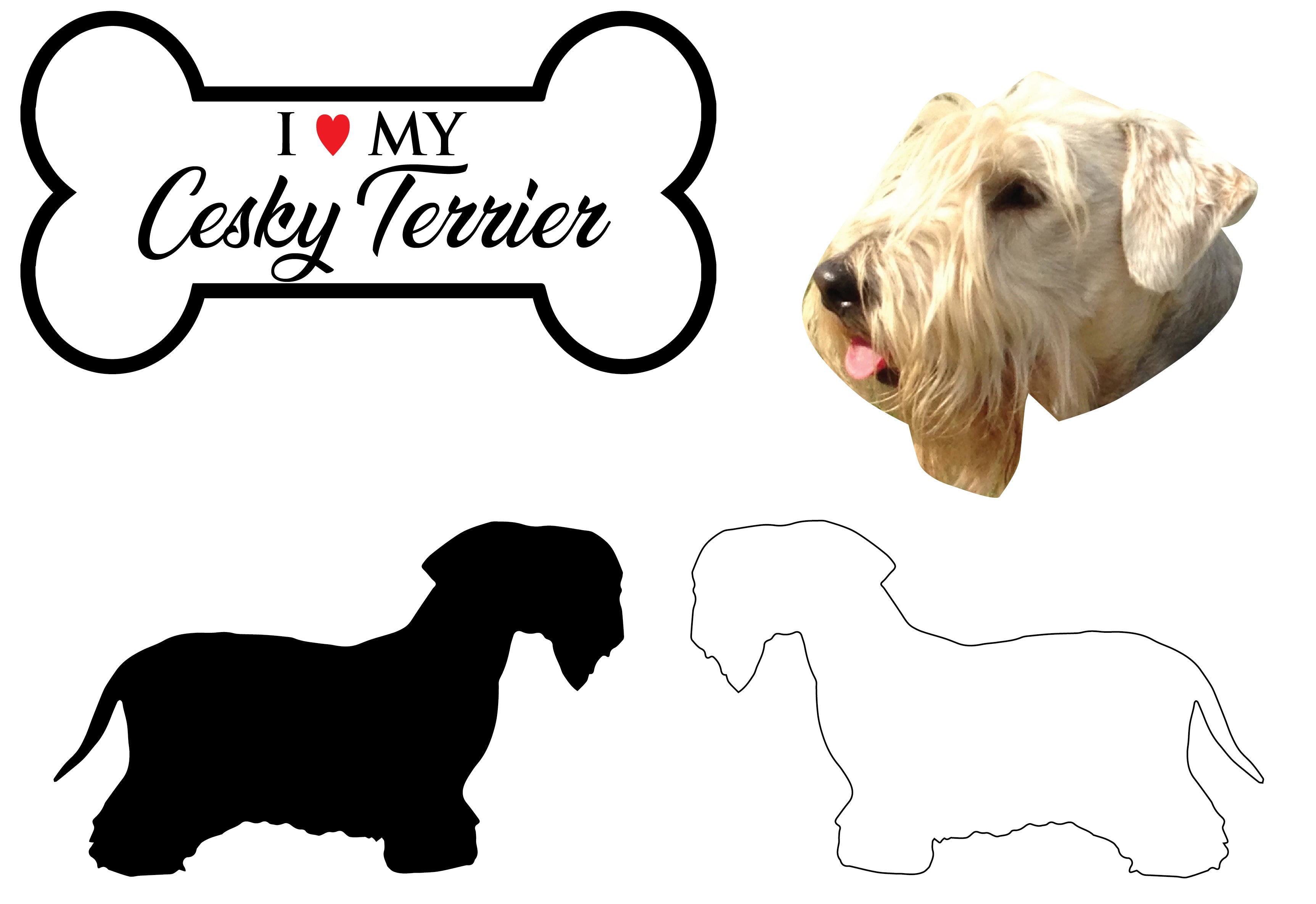 Cesky Terrier - Dog Breed Decals (Set of 16) - Sizes in Description