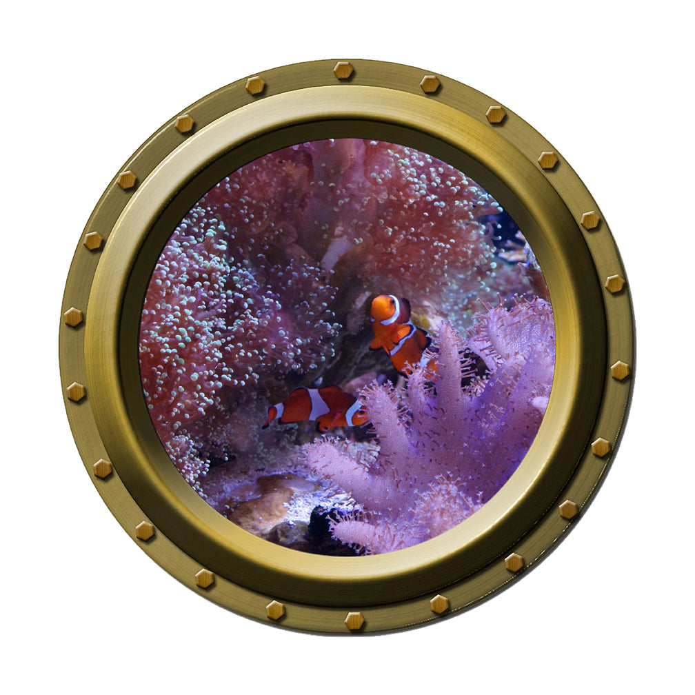 Clown Fish and Coral Porthole Wall Decal