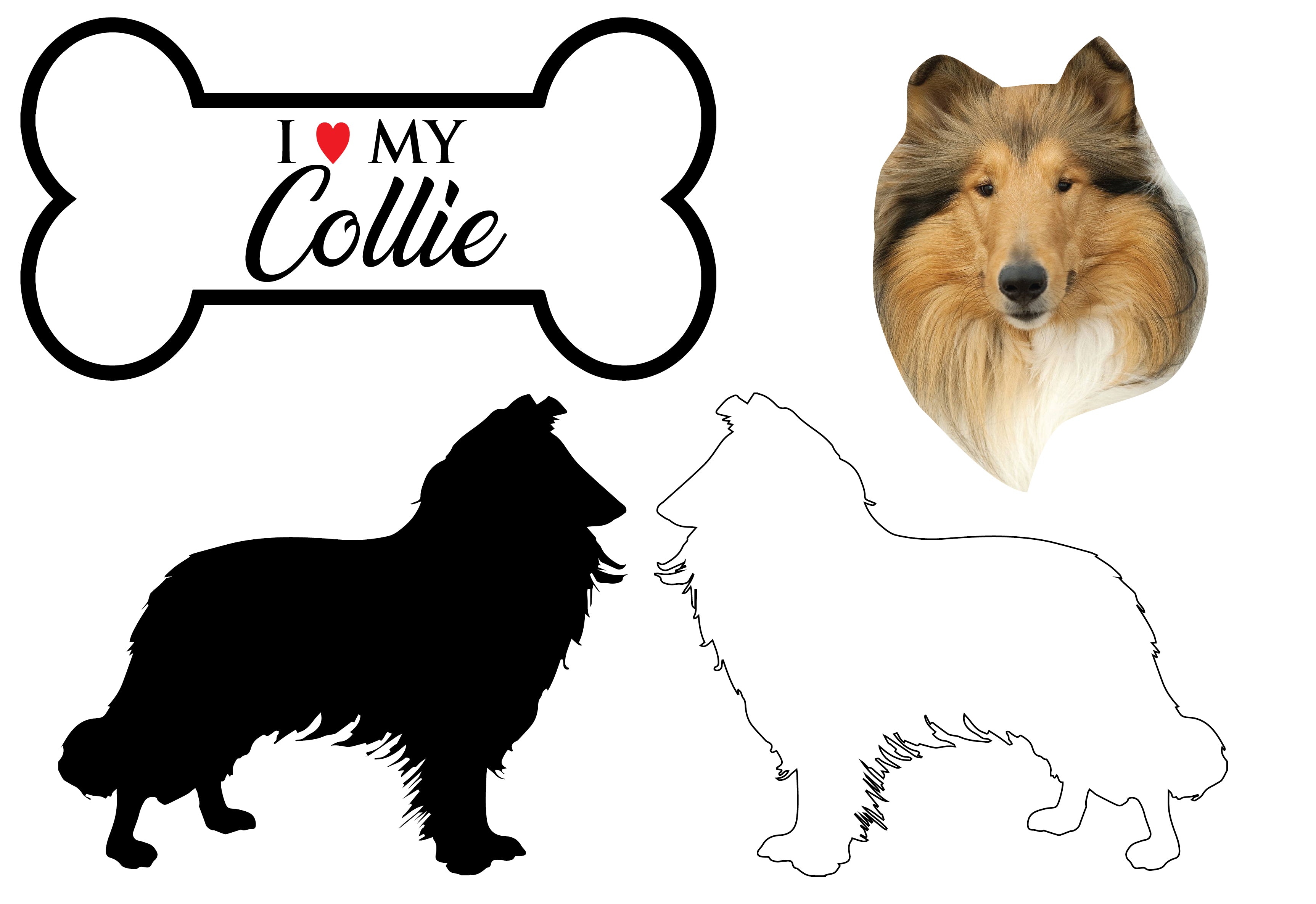 Collie - Dog Breed Decals (Set of 16) - Sizes in Description