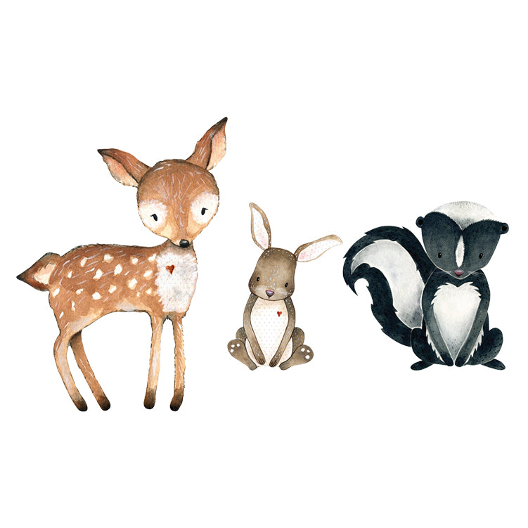 Deer, Hare, and Skunk Set - Set of 3 Decals - Woodland Creatures