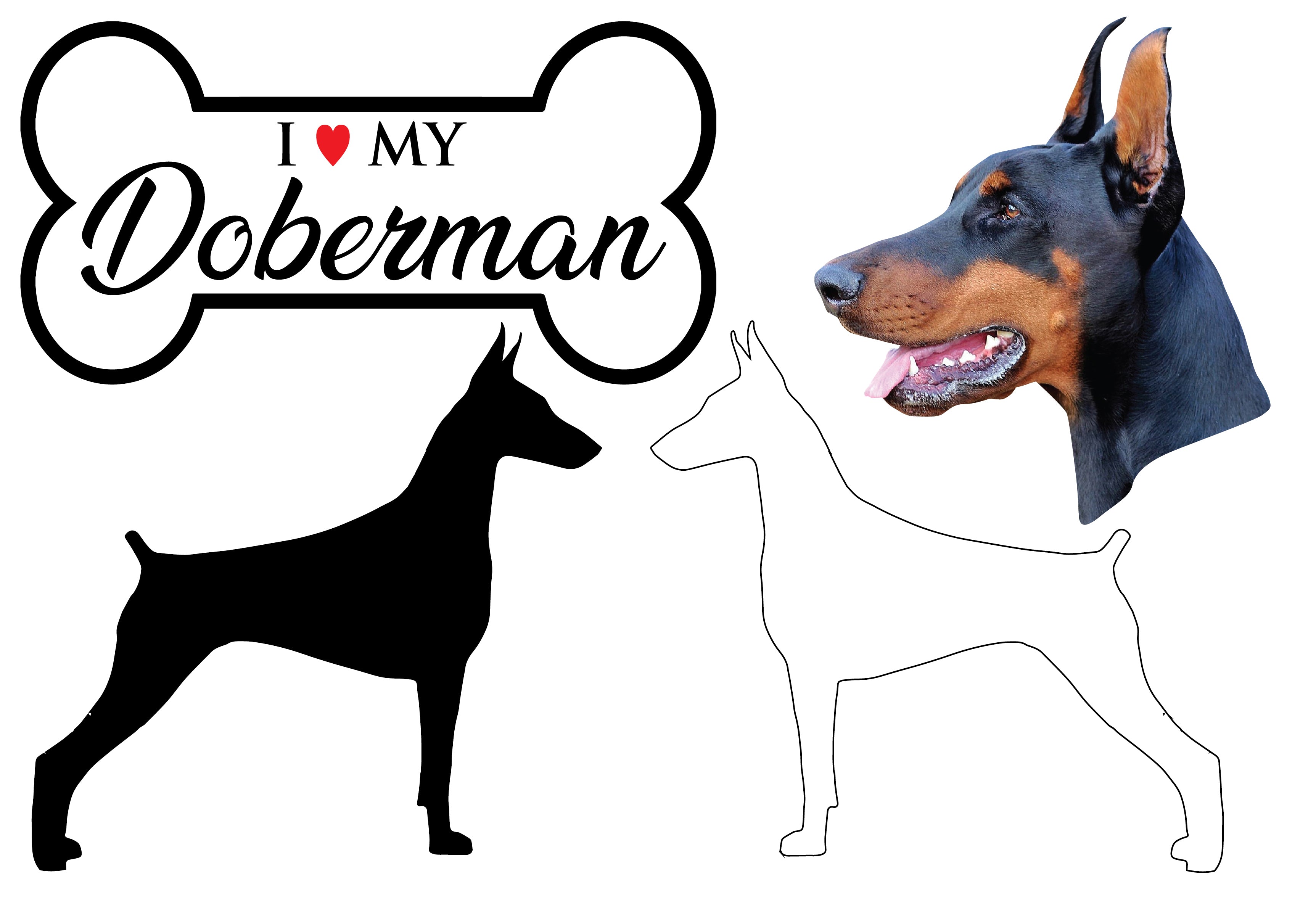 Doberman - Dog Breed Decals (Set of 16) - Sizes in Description