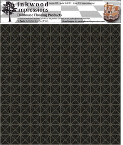 Dollhouse Flooring - 6 Mil Thick Peel and Stick Vinyl - 12" x 12" Design 025 Metal Grill Design 1