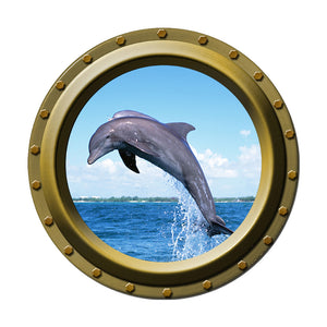 Dolphins Jump Porthole Wall Decal
