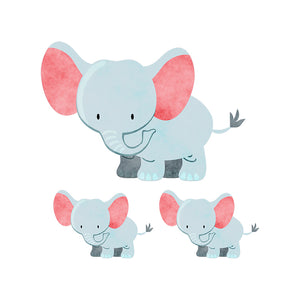 Elephant with Babies - Set of 3 Decals - Safari Animals Series