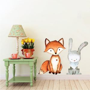 Fox and Hare Set - Set of 2 Decals - Woodland Creatures