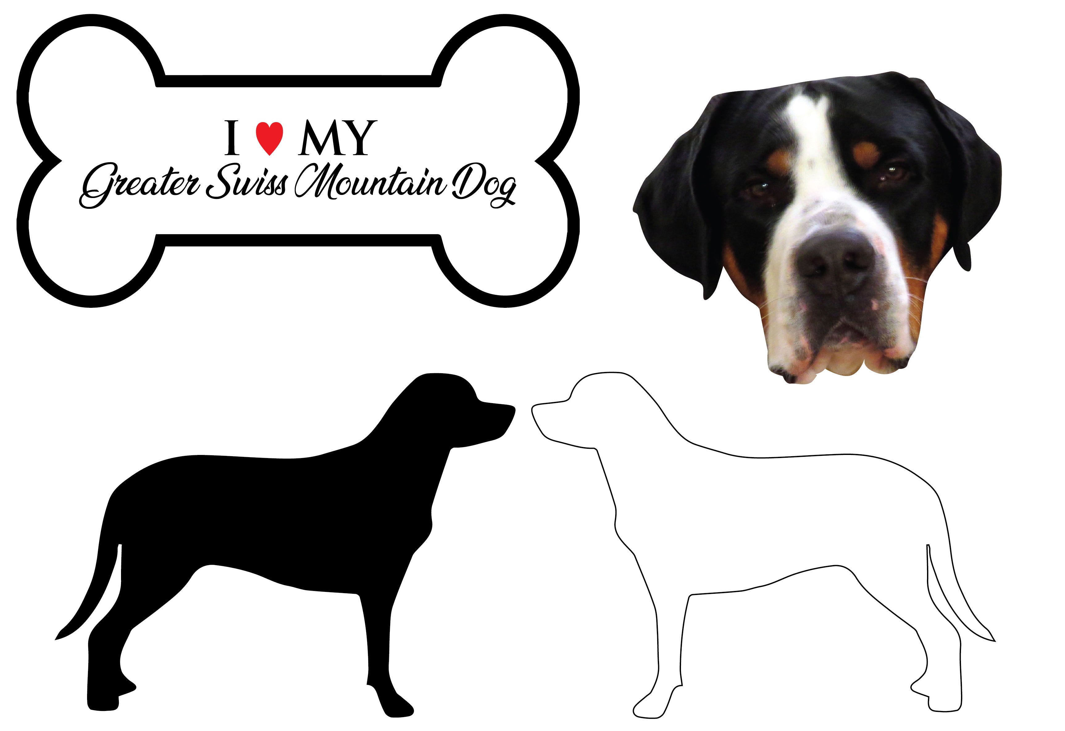 Greater Swiss Mountain Dog - Dog Breed Decals (Set of 16) - Sizes in Description