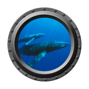 Humpback Whale Mother and Baby Porthole Wall Decal