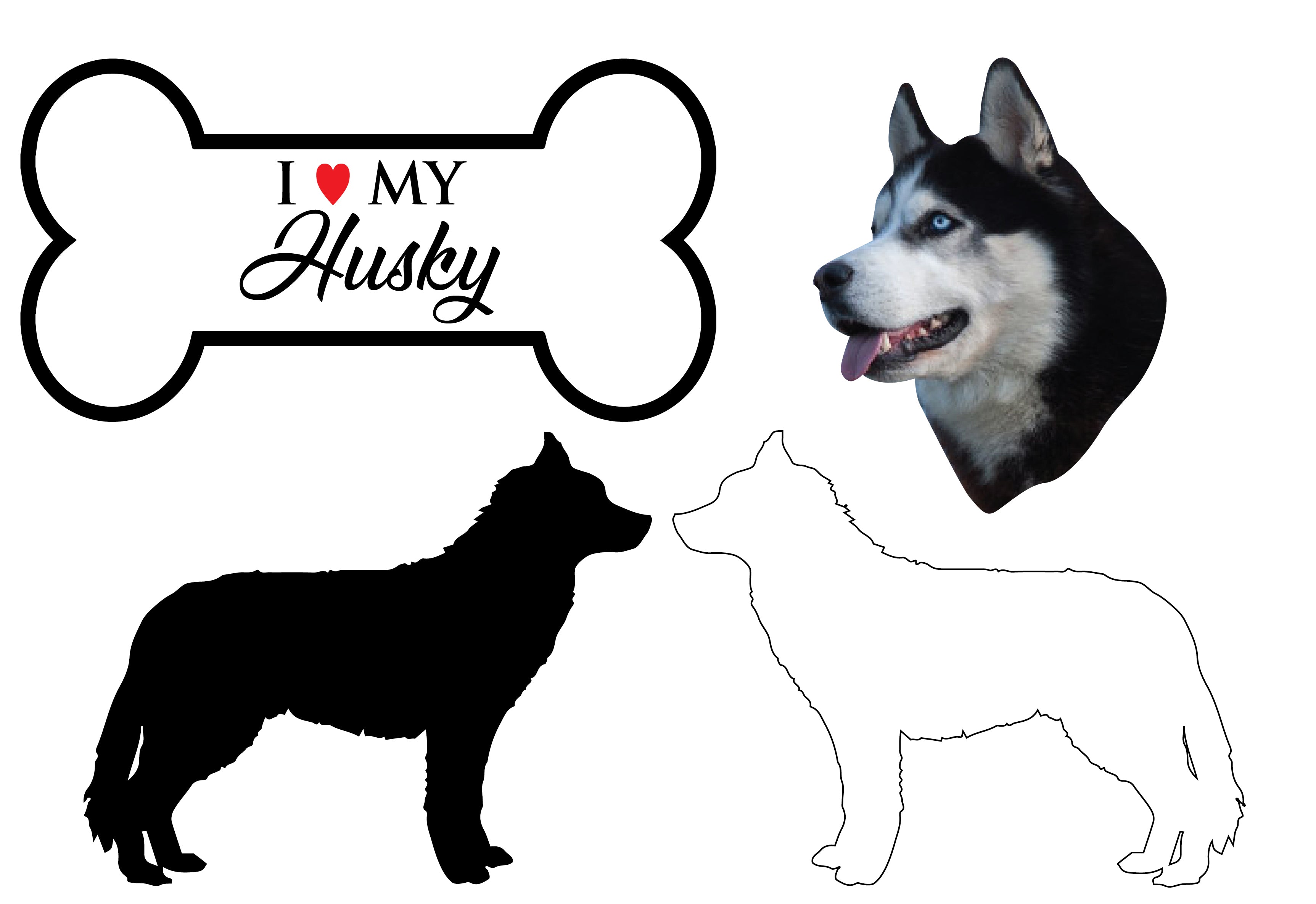 Husky - Dog Breed Decals (Set of 16) - Sizes in Description