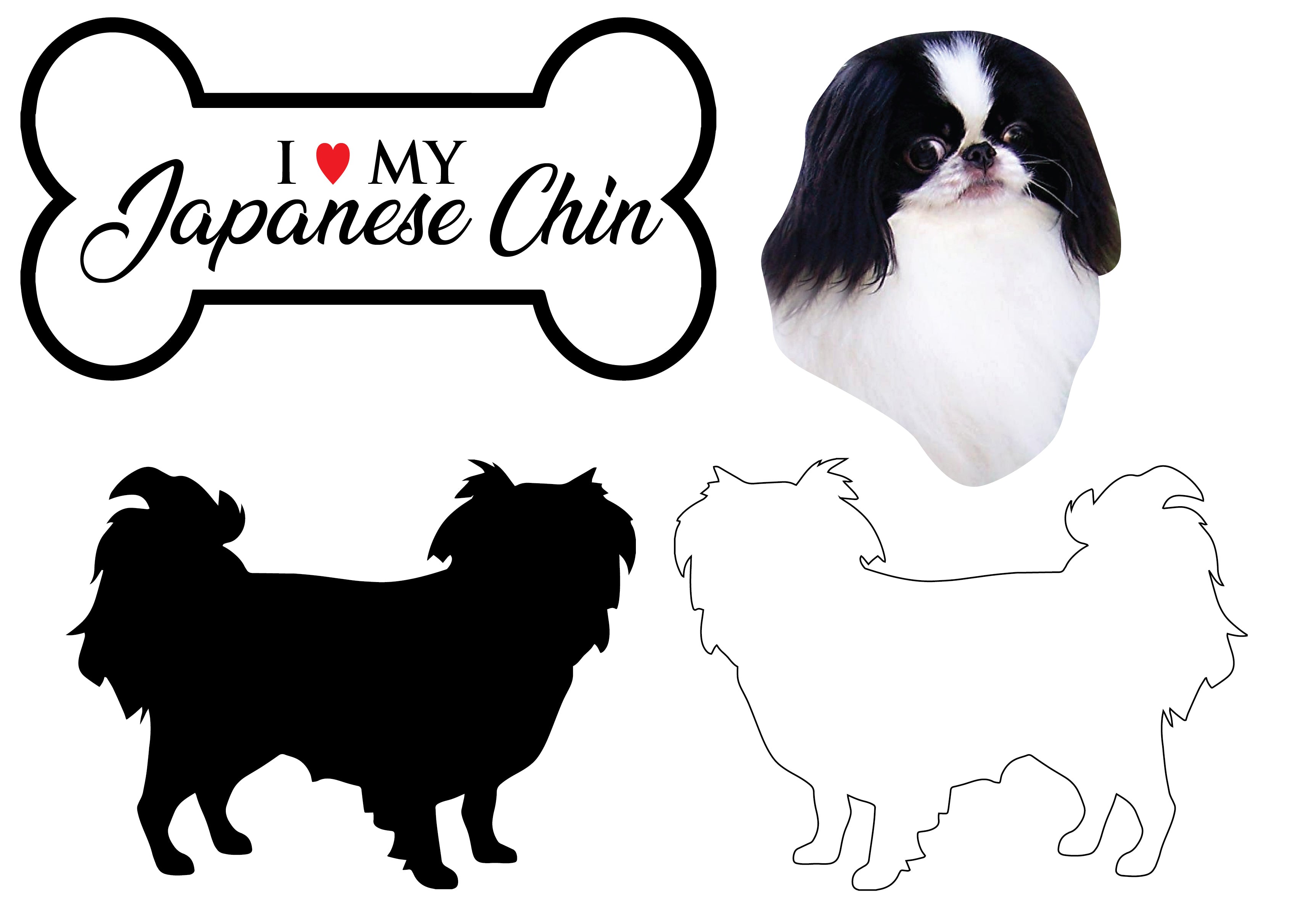 Japanese Chin - Dog Breed Decals (Set of 16) - Sizes in Description