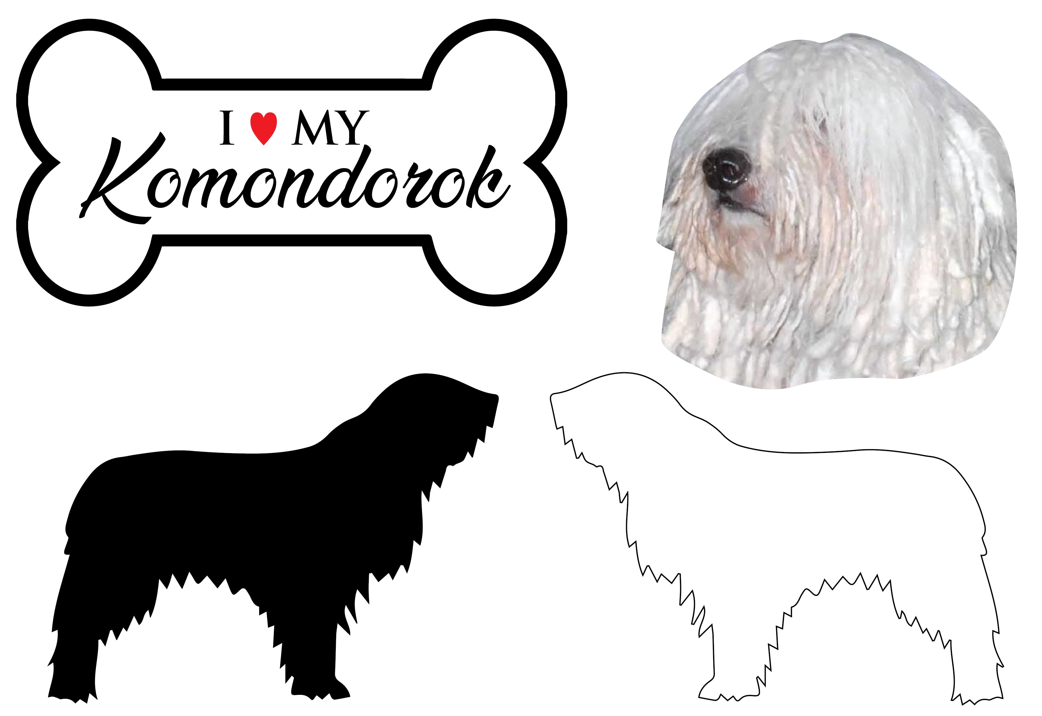 Komondorok - Dog Breed Decals (Set of 16) - Sizes in Description