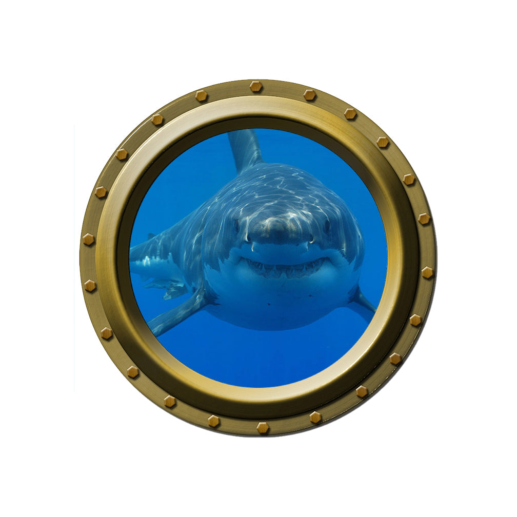 Large Hungry Shark Porthole Wall Decal