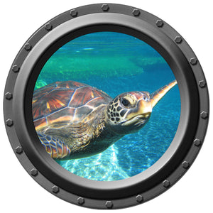 Large Sea Turtle Watching You Porthole Decal