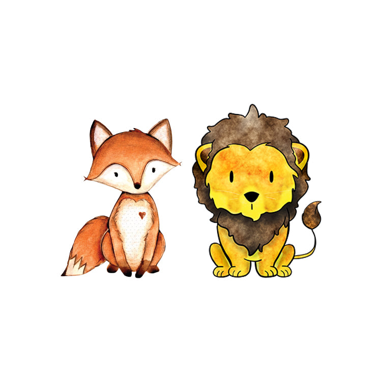 Lion and Fox Set - Set of 2 Decals - Safari & Woodland