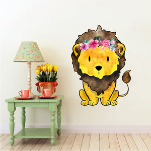 Lion with Flowers - Leeu - Safari Animals Series - Wall Decal - Great For Nurseries & Children Rooms