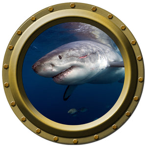 Look Who's Coming to Dinner Shark Porthole Wall Decal