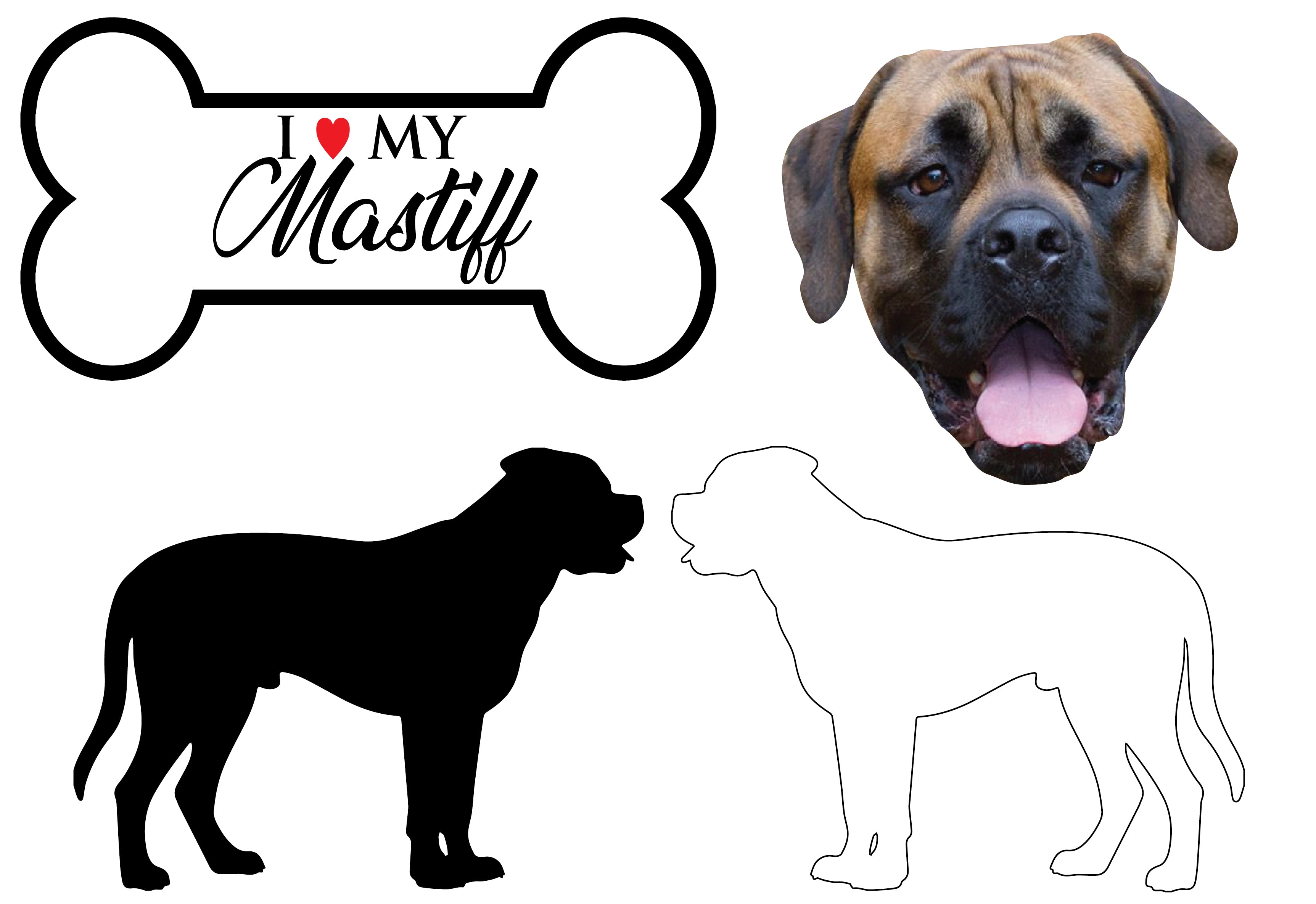 Mastiff - Dog Breed Decals (Set of 16) - Sizes in Description