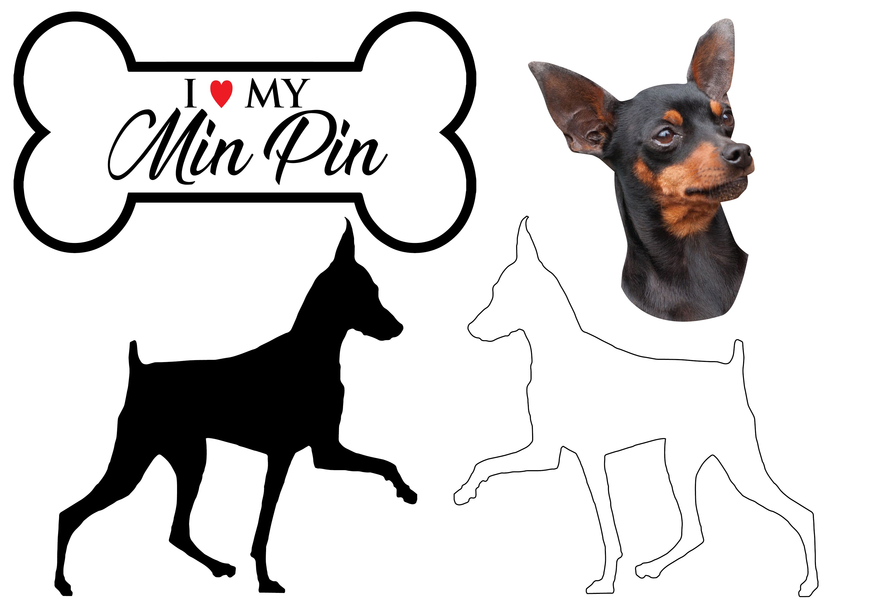 Min Pin - Dog Breed Decals (Set of 16) - Sizes in Description