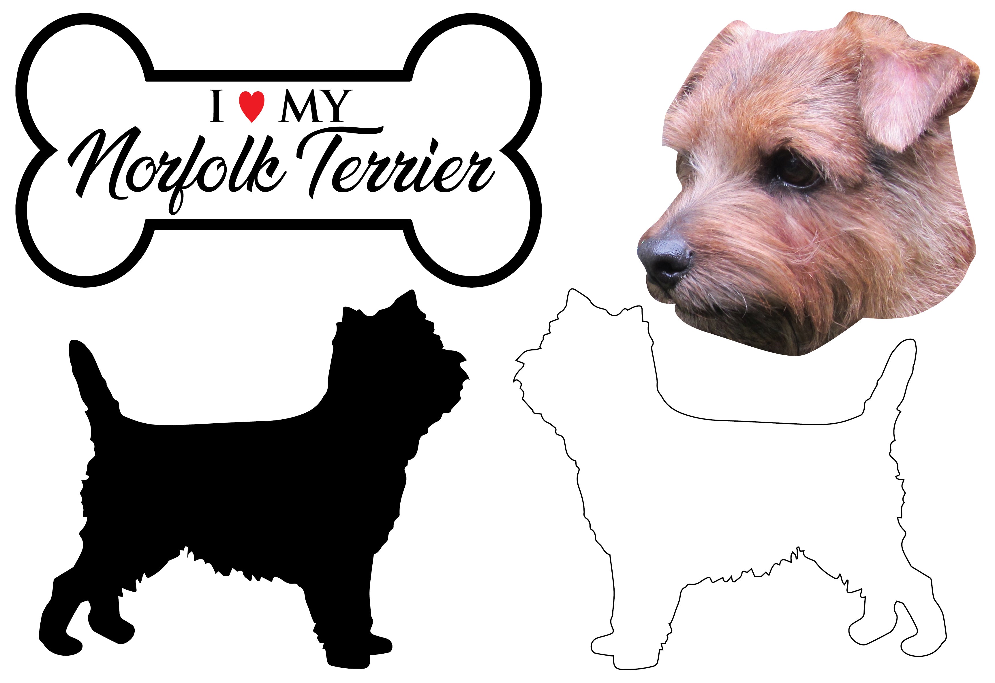 Norfolk Terrier - Dog Breed Decals (Set of 16) - Sizes in Description