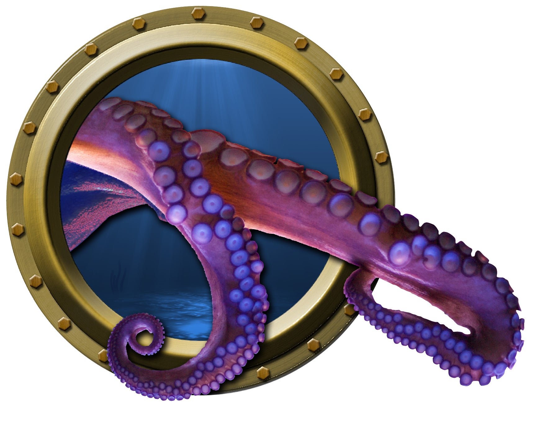 Break Through Octopus Tentacle Porthole Wall Decal