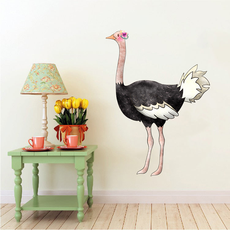 Ostrich with Flowers - Volstruis - Safari Animals Series