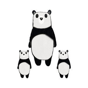 Panda with Babies - Set of 3 Decals - Safari Animals Series