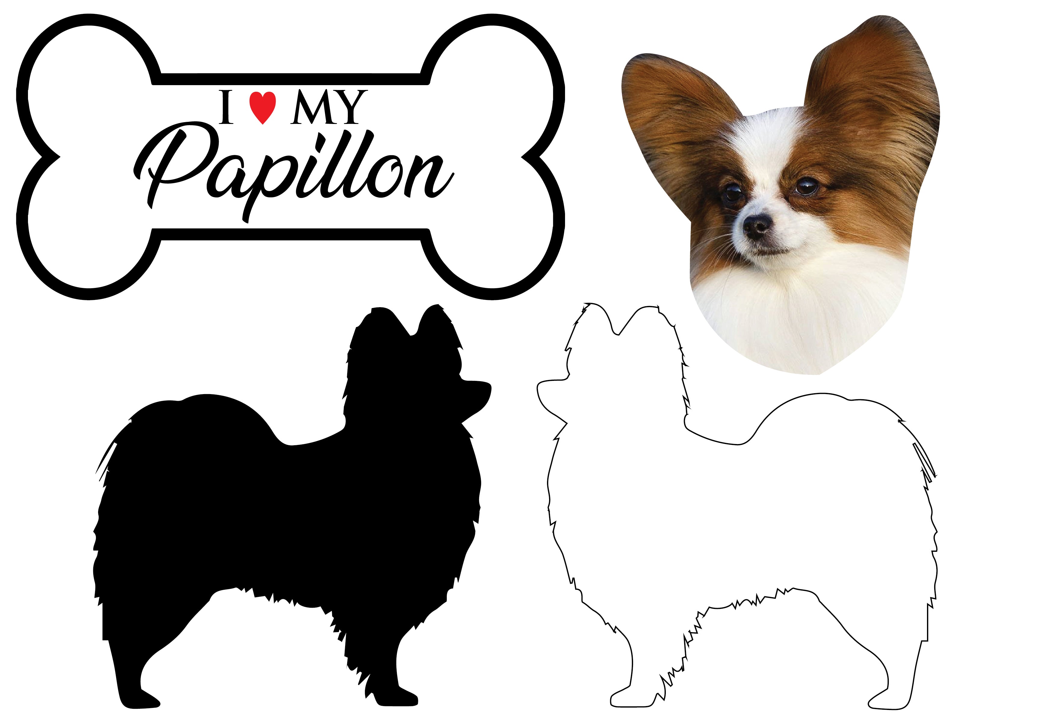 Papillon - Dog Breed Decals (Set of 16) - Sizes in Description