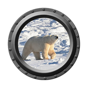 Polar Bear Four Porthole Vinyl Wall Decal
