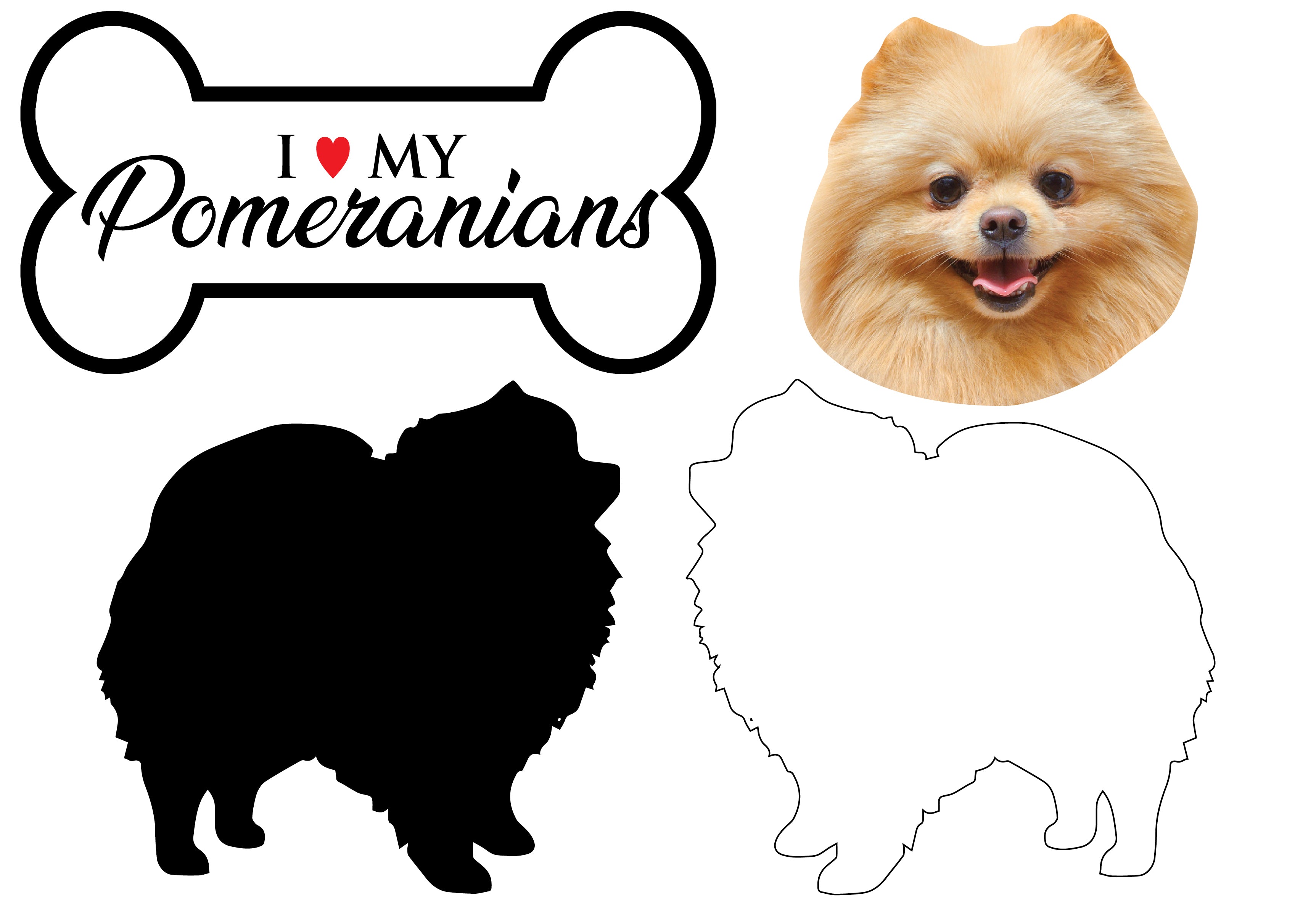 Pomeranian - Dog Breed Decals (Set of 16) - Sizes in Description