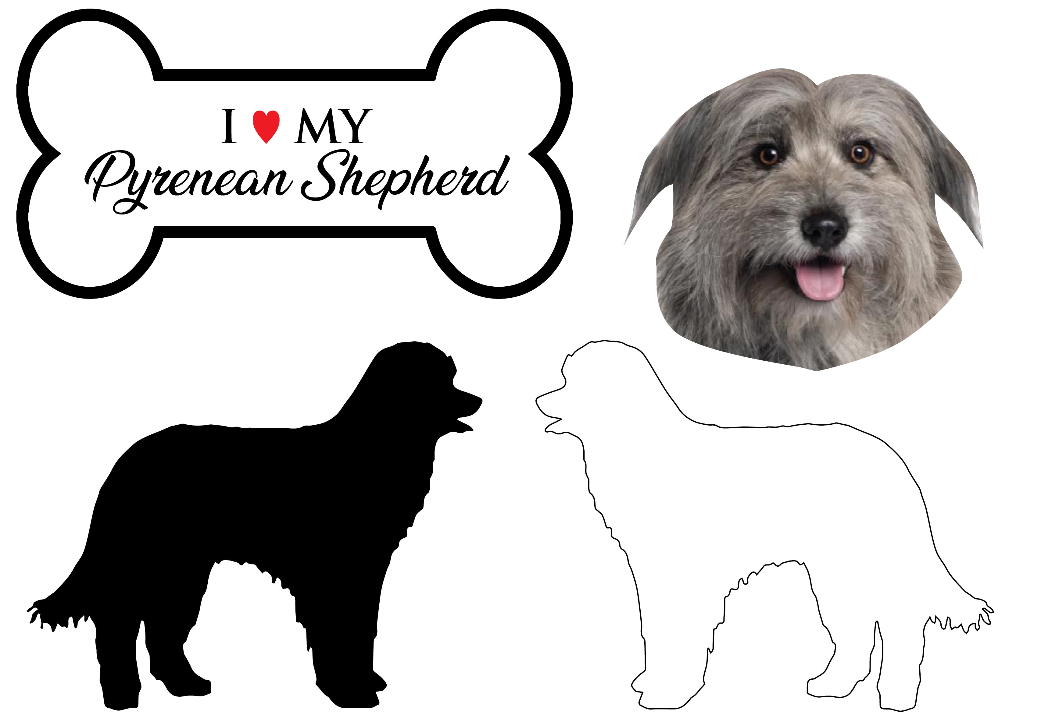 Pyrenean Shepherd - Dog Breed Decals (Set of 16) - Sizes in Description