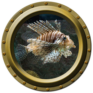 Red Lionfish Porthole Wall Decal