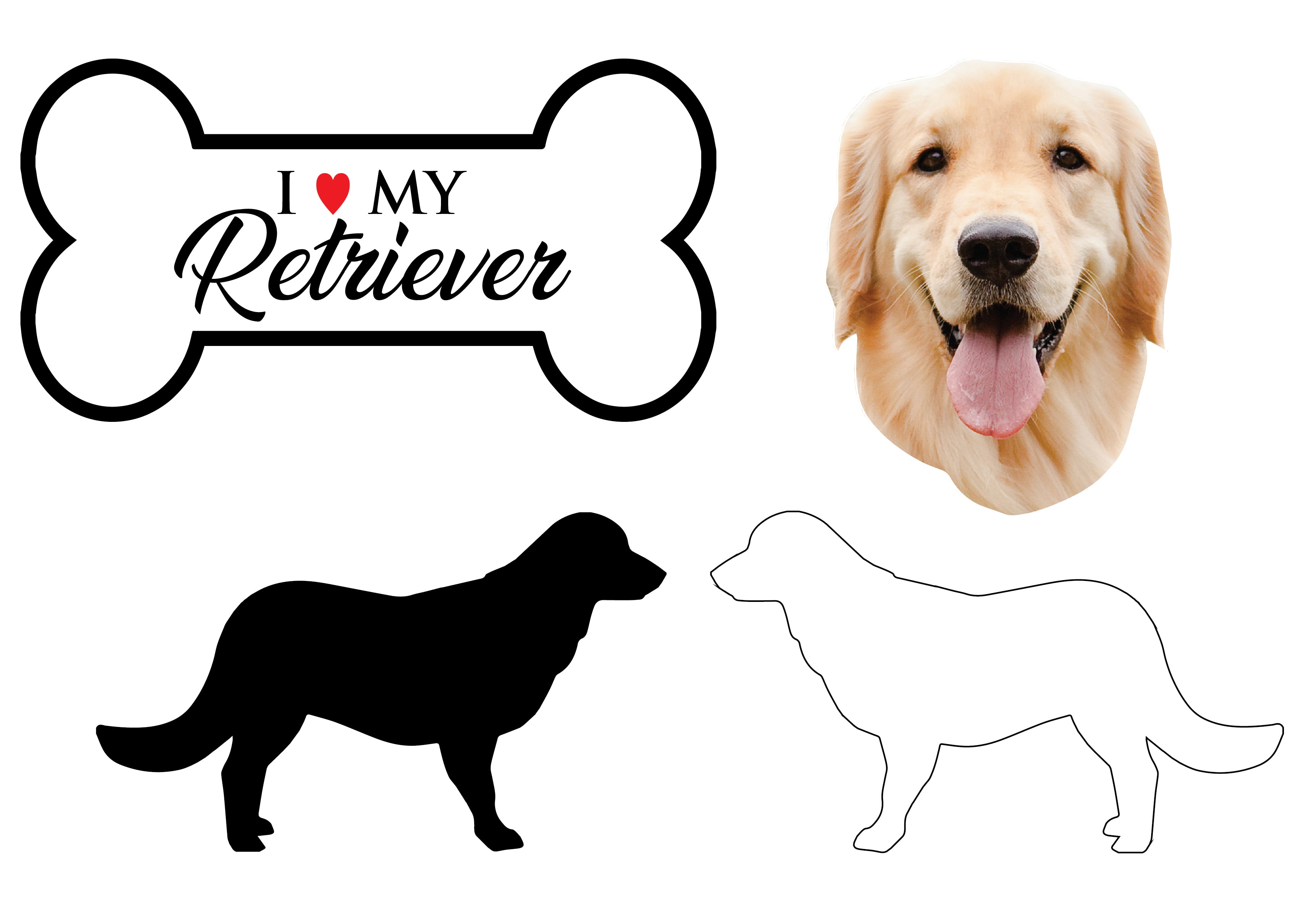 Retriever - Dog Breed Decals (Set of 16) - Sizes in Description
