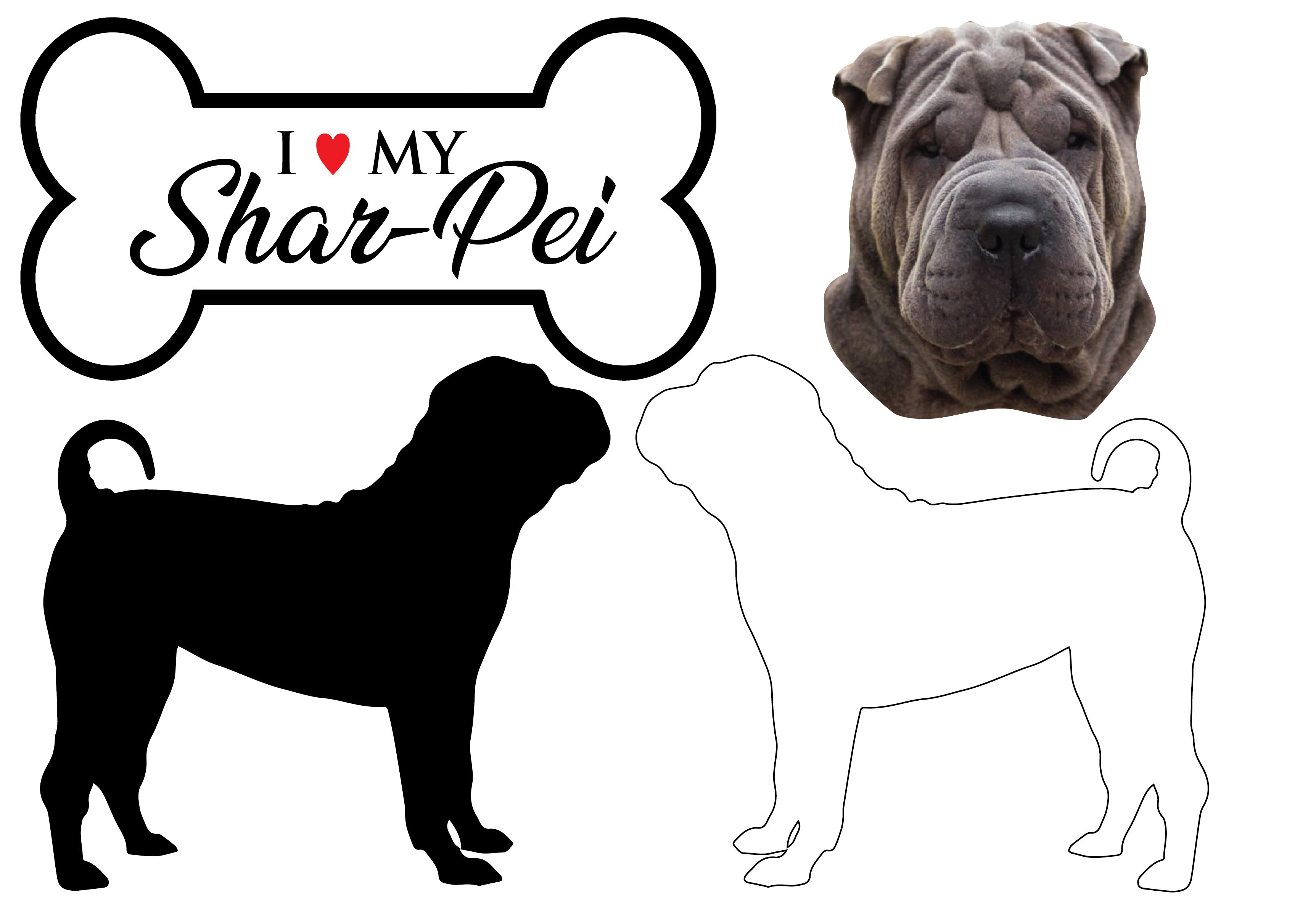Shar-Pei - Dog Breed Decals (Set of 16) - Sizes in Description
