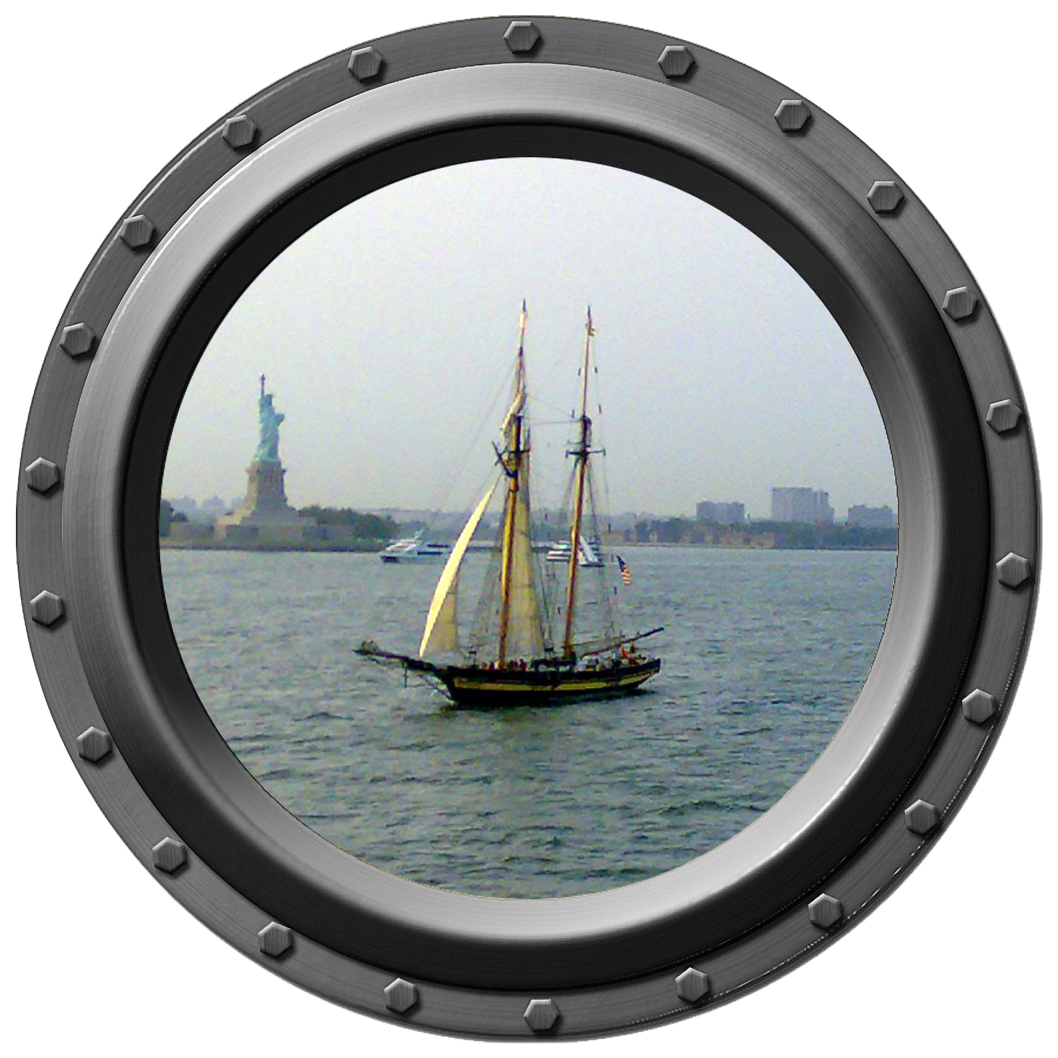 Statue of Liberty and Schooner Porthole Wall Decal