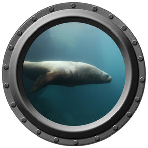 Swimming Seal Porthole Wall Decal