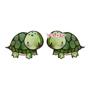 Tortoise Pair - Set of 2 Decals - Woodland Creatures