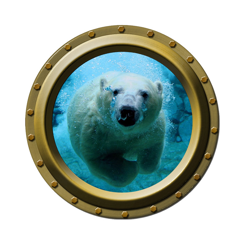 Underwater Polar Bear Porthole Vinyl Wall Decal