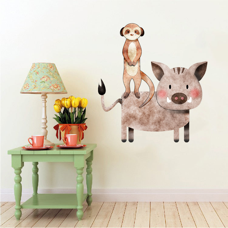 Warthog and Meerkat - Set of 2 Decals - Safari Animals Series