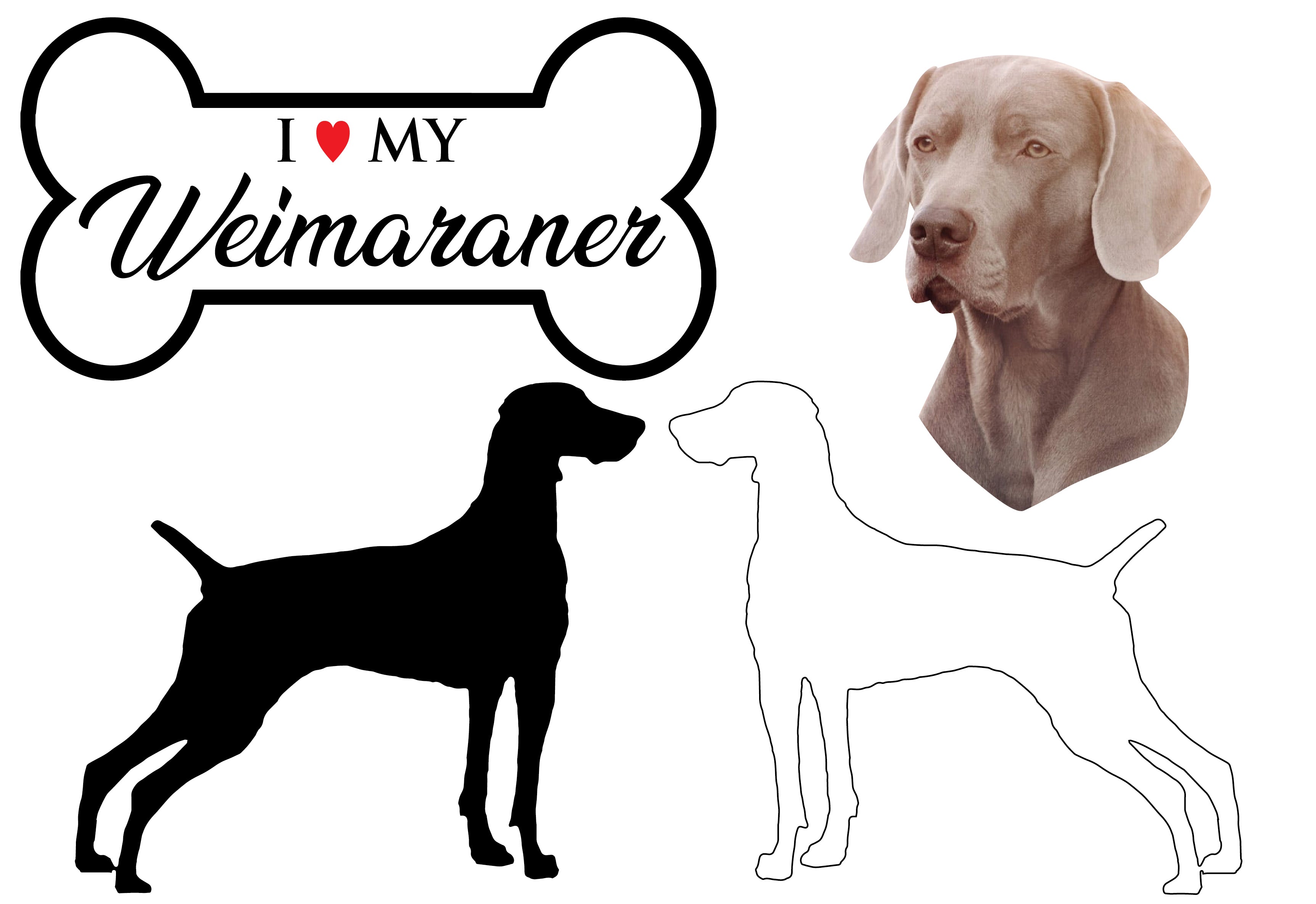 Weimaraner - Dog Breed Decals (Set of 16) - Sizes in Description