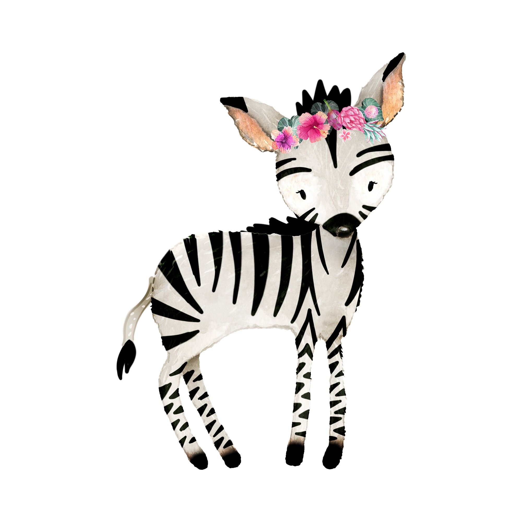 Zebra with Flowers - Sebras - Safari Animals Series