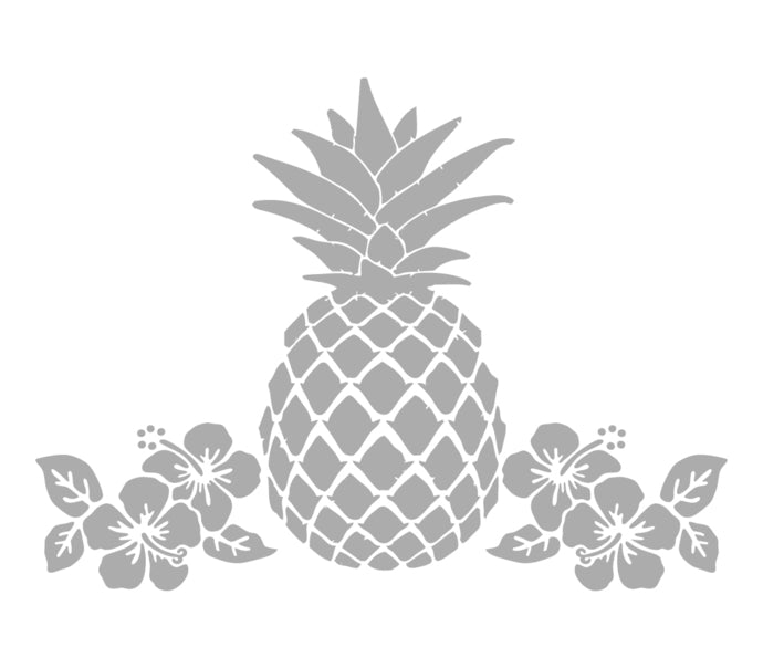 Pineapples and Hibiscus Design 2 - Coastal Design Series - Etched Decal