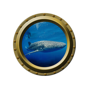 Whale Shark Under the Waves Porthole Wall Decal