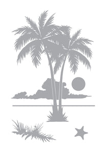 Large 2 Palms Sunset - Coastal Design Series - Etched Decal