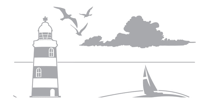 Lighthouse and Sailboat - Coastal Design Series - Etched Decal